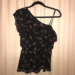 🦚 Peacock Feather Black Top - Forever 21